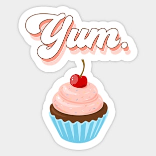 Retro Pink Yum Cupcake Lover Sticker